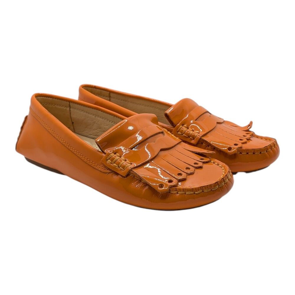 G.H. Bass Orange Patent Leather Tassel Fringe Loafers Moccasins Women's 5 Flats